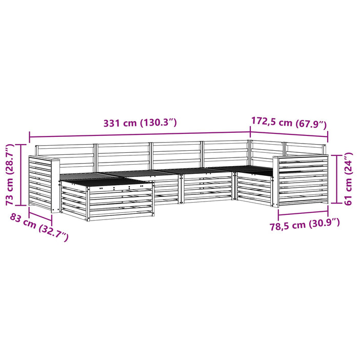 Set de canapele de exterior 6 pcs Alb 331 x 172,5 x 73 cm WALTI