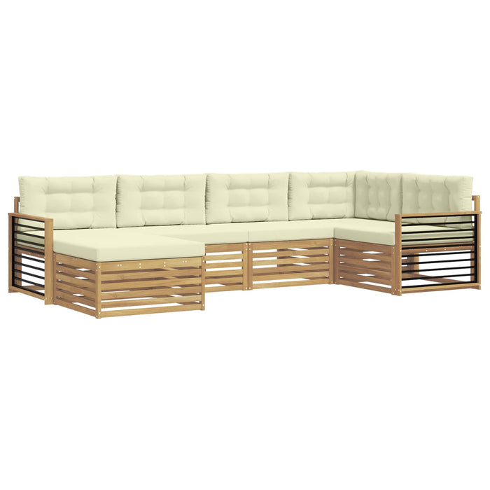 Set de canapele de exterior 6 pcs Alb și crem Poliester WALTI