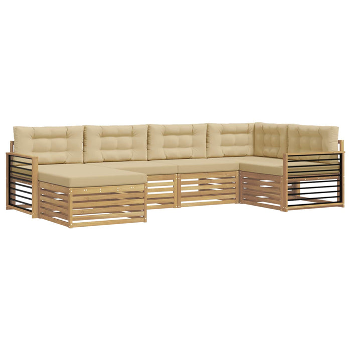 Set de canapele de exterior cu pernă 6 pcs Alb și Bej Poliester WALTI