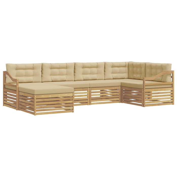Set de canapele de exterior cu pernă 6 pcs Alb și Bej Poliester WALTI