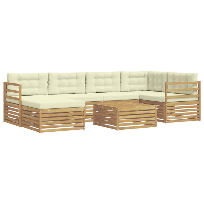 Set de canapele de exterior cu pernă 7 pcs Alb și crem WALTI