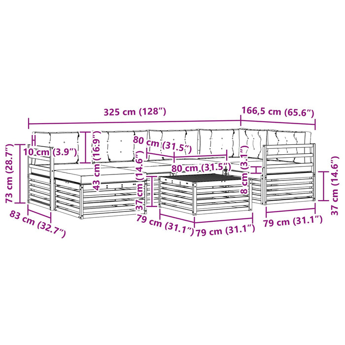 Set de canapele de exterior cu pernă 7 pcs Alb și crem WALTI