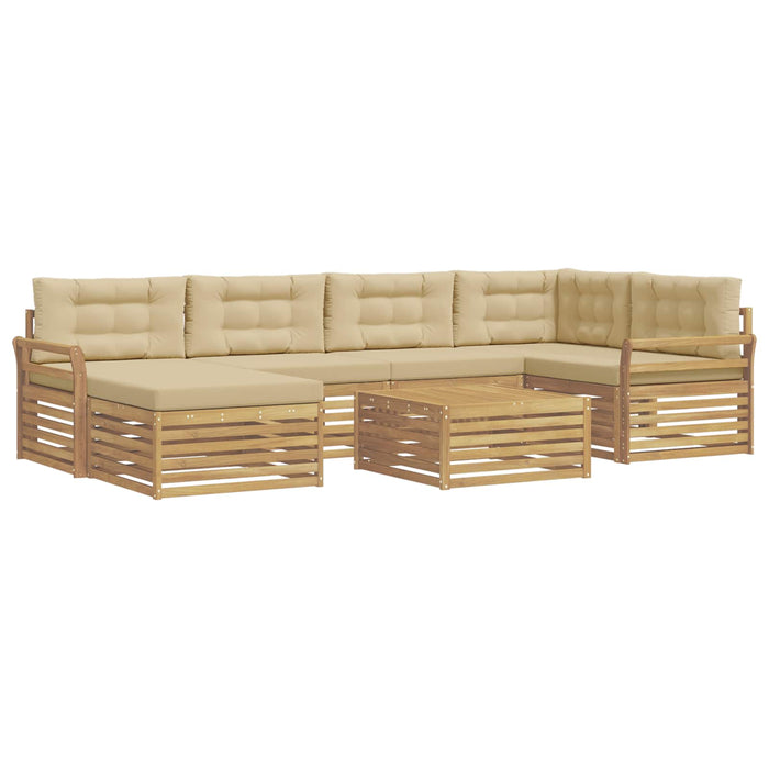 Set de canapele de exterior cu pernă 7 pcs Alb și Bej WALTI