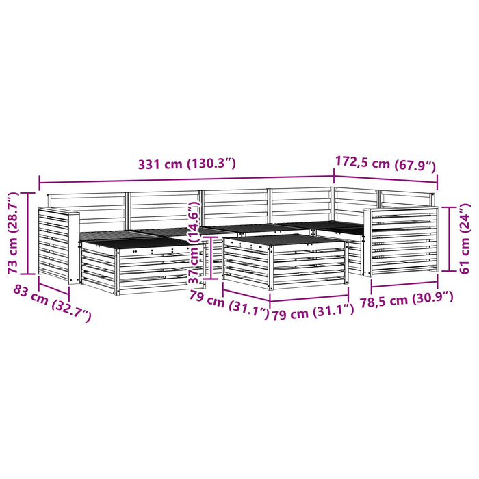 Set de canapele de exterior 7 pcs Alb Lemn Solid de Acacia WALTI