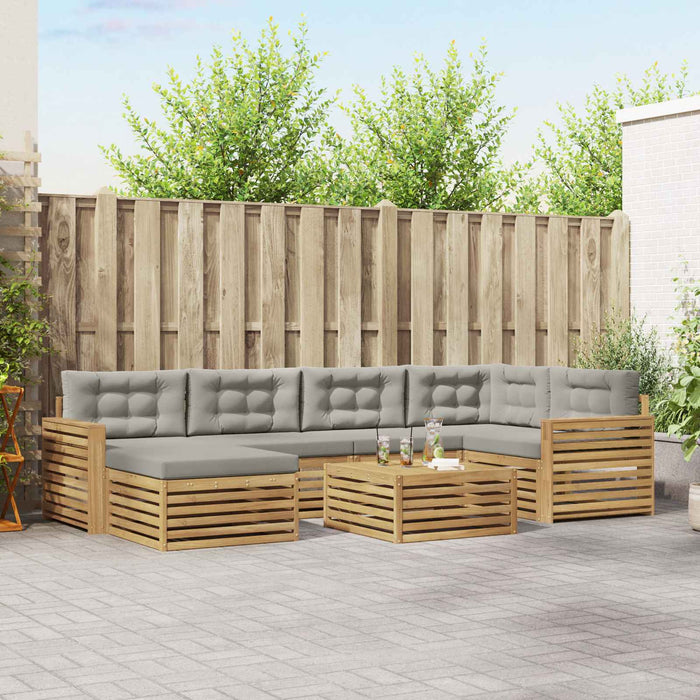 Set de canapele de exterior cu pernă 7 pcs Alb și gri deschis WALTI