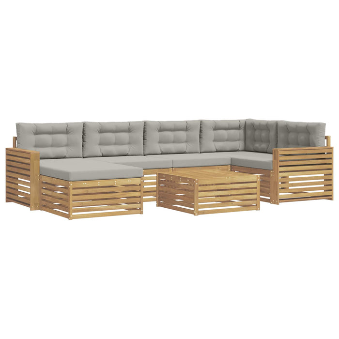Set de canapele de exterior cu pernă 7 pcs Alb și gri deschis WALTI