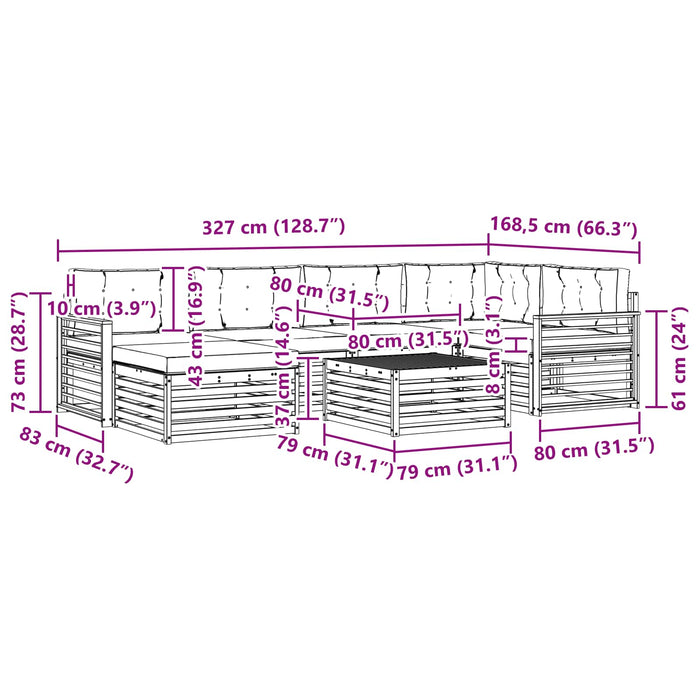 Set de canapele de exterior cu pernă 7 pcs Alb și crem WALTI