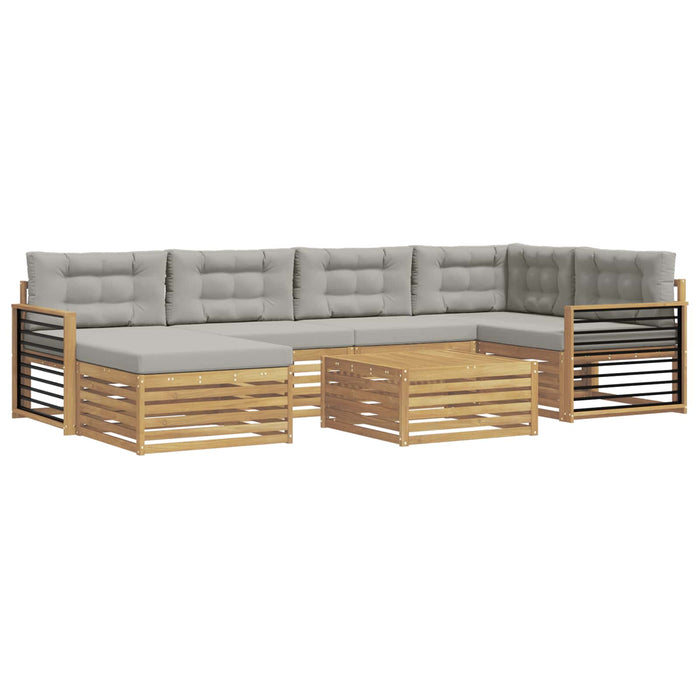 Set de canapele de exterior cu pernă 7 pcs Alb și gri deschis WALTI