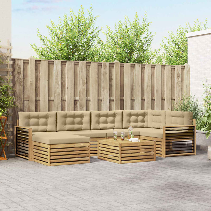 Set de canapele de exterior cu pernă 7 pcs Alb și Bej WALTI
