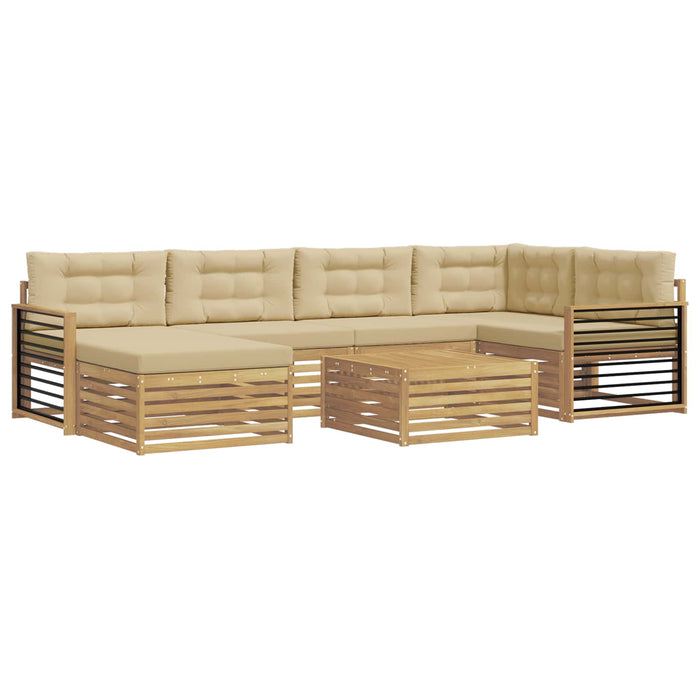 Set de canapele de exterior cu pernă 7 pcs Alb și Bej WALTI