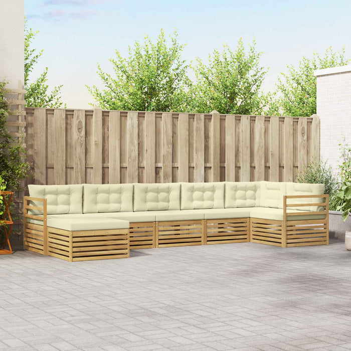 Set de canapele de exterior cu pernă 7 pcs Alb și crem WALTI