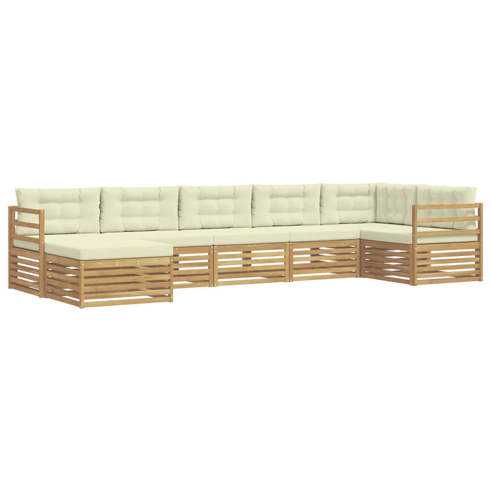 Set de canapele de exterior cu pernă 7 pcs Alb și crem WALTI