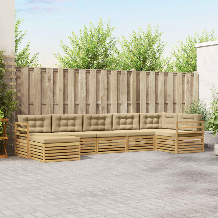 Set de canapele de exterior cu pernă 7 pcs Alb și Bej WALTI