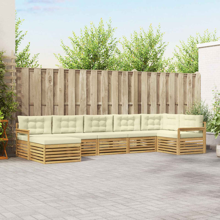 Set de canapele de exterior cu pernă 7 pcs Alb și crem WALTI