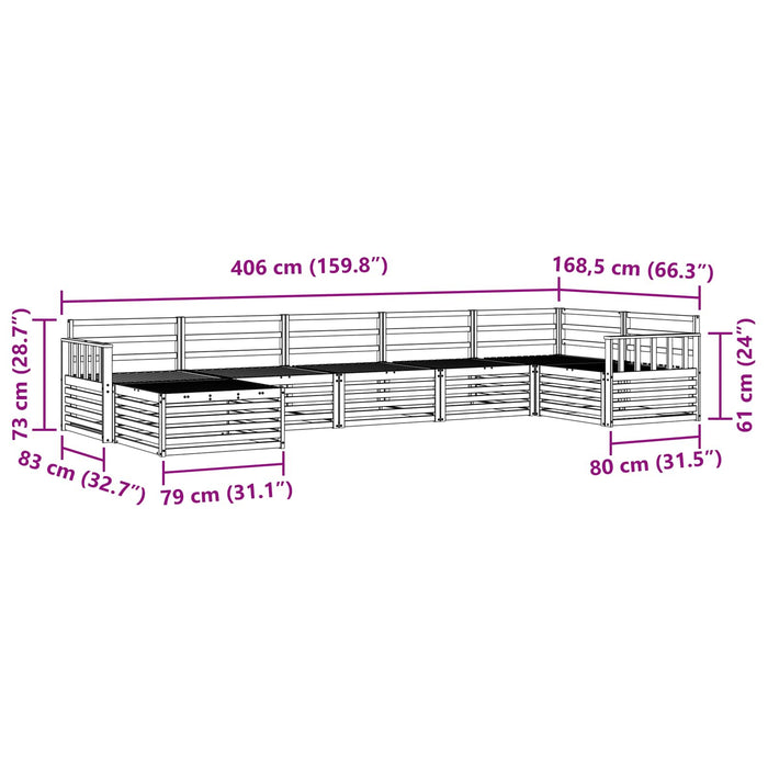 Set de canapele de exterior 7 buc. Alb Lemn Solid de Acacia WALTI