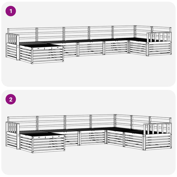 Set de canapele de exterior 7 buc. Alb Lemn Solid de Acacia WALTI