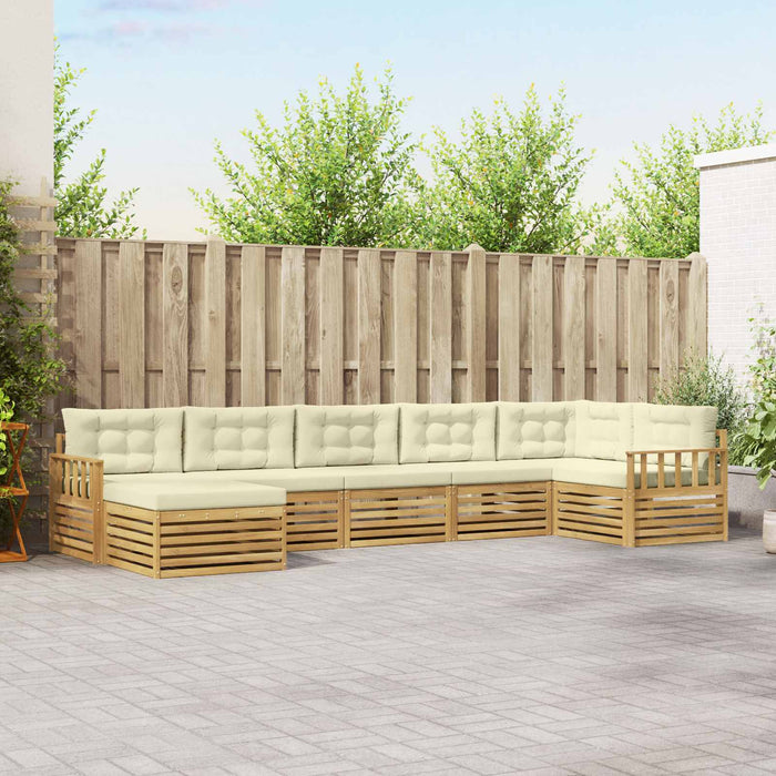 Set de canapele de exterior cu pernă 7 pcs Alb și crem WALTI