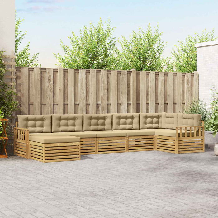 Set de canapele de exterior cu pernă 7 pcs Alb și Bej WALTI