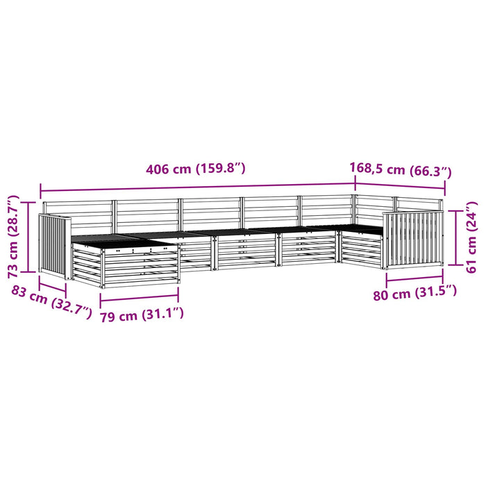 Set de canapele de exterior 7 pcs Alb Lemn Solid de Acacia WALTI