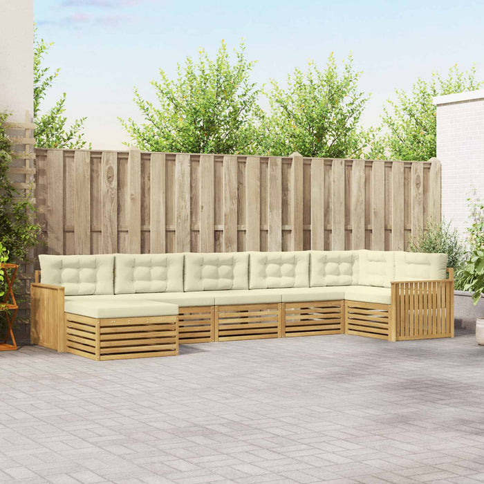 Set de canapele de exterior cu pernă 7 pcs Alb și crem - WALTI WALTI