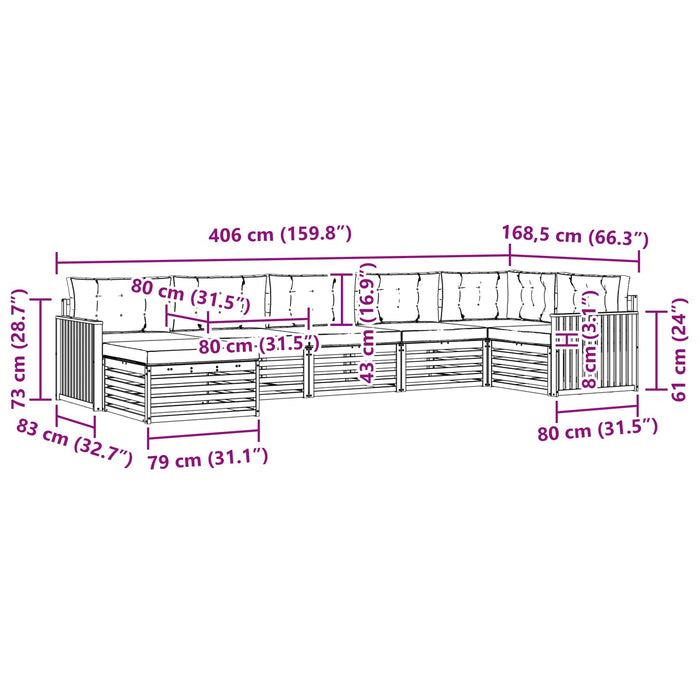 Set de canapele de exterior cu pernă 7 pcs Alb și antracit - WALTI WALTI