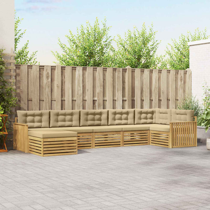 Set de canapele de exterior cu pernă 7 pcs Alb și Bej - WALTI WALTI