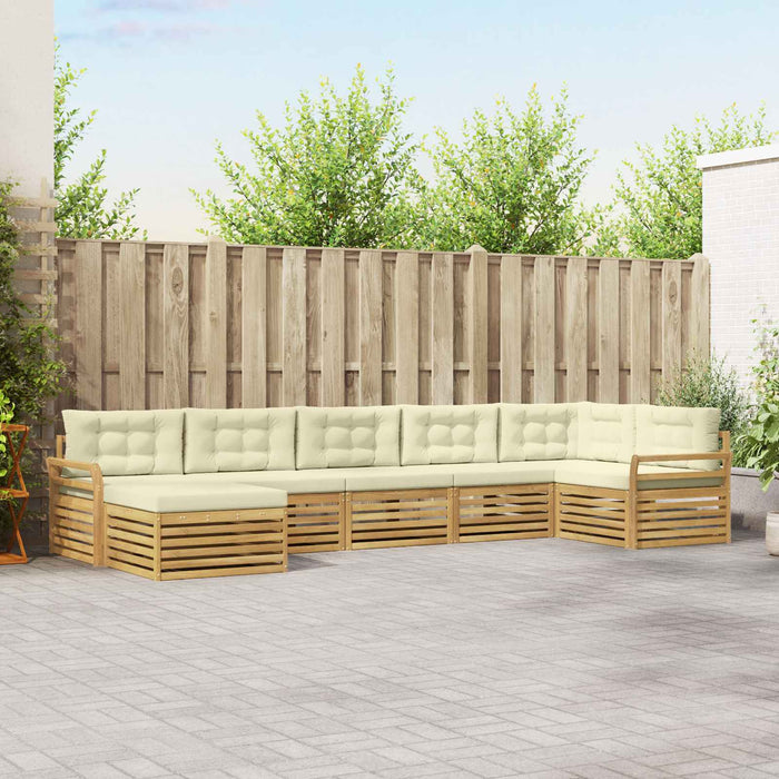 Set de canapele de exterior cu pernă 7 pcs Alb și crem WALTI
