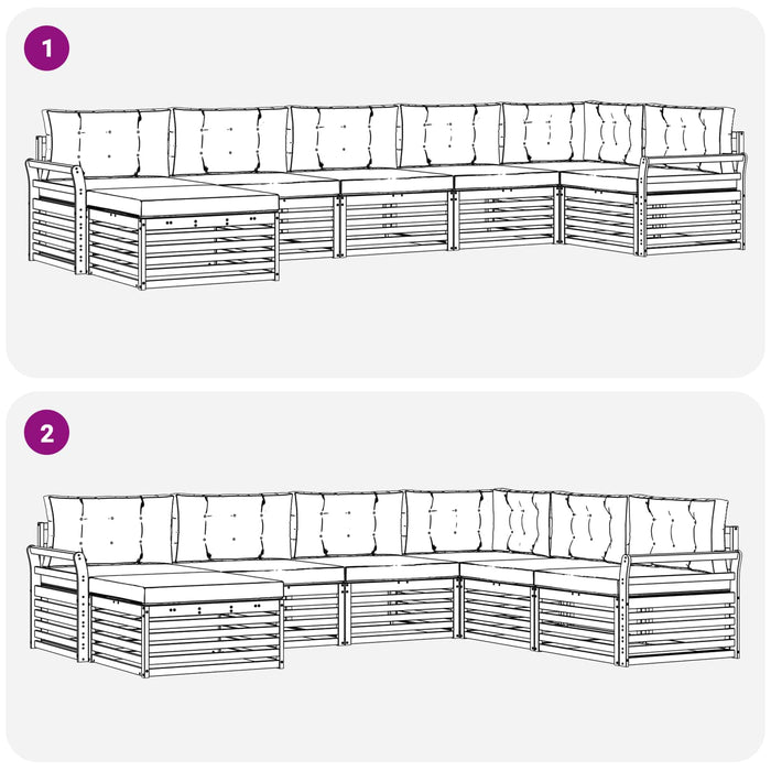 Set de canapele de exterior cu pernă 7 pcs Alb și crem WALTI