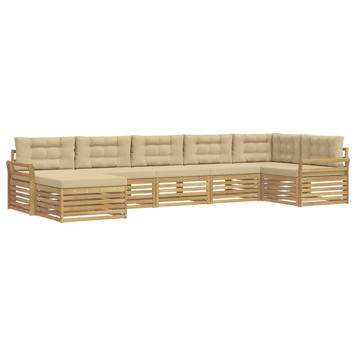 Set de canapele de exterior cu pernă 7 pcs Alb și Bej - WALTI WALTI