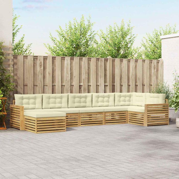 Set de canapele de exterior cu pernă 7 pcs Alb și crem WALTI