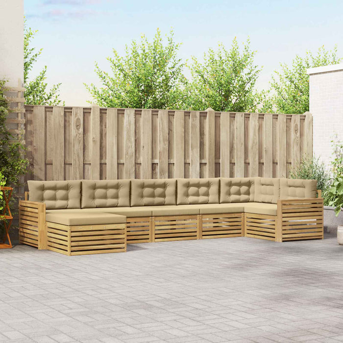 Set de canapele de exterior cu pernă 7 pcs Alb și Bej WALTI