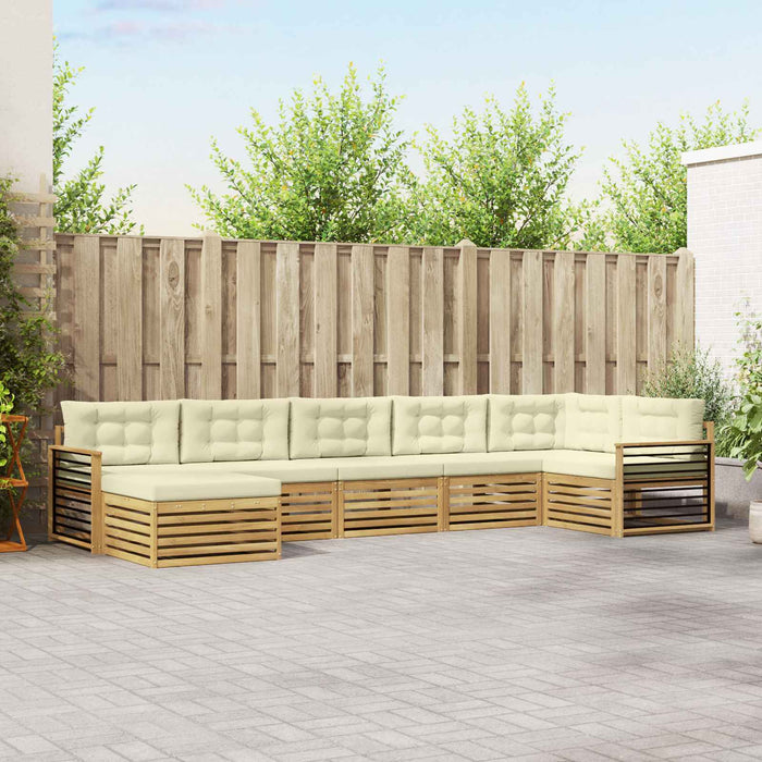 Set de canapele de exterior cu pernă 7 pcs Alb și crem WALTI
