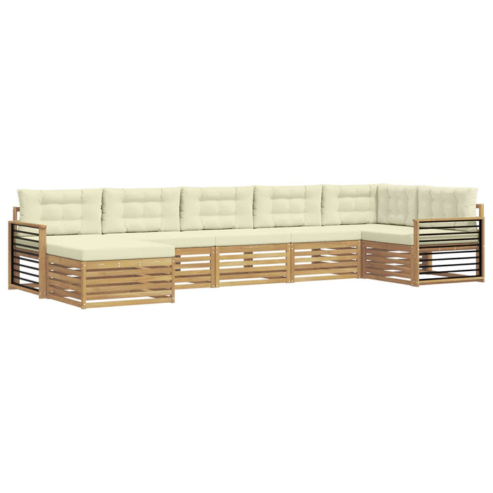 Set de canapele de exterior cu pernă 7 pcs Alb și crem WALTI