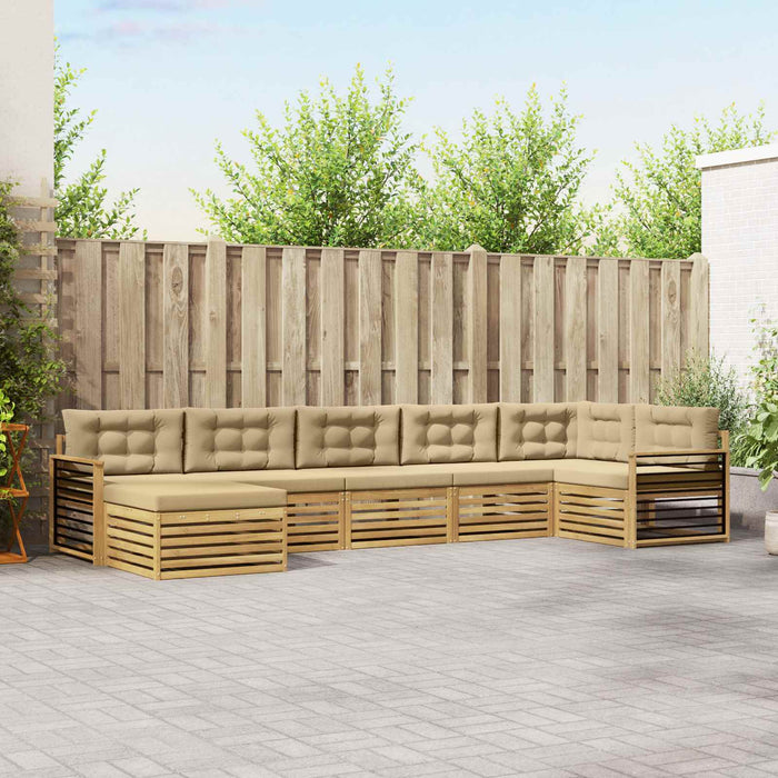 Set de canapele de exterior cu pernă 7 pcs Alb și Bej WALTI
