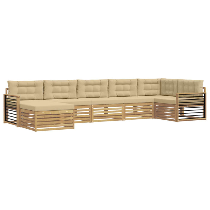 Set de canapele de exterior cu pernă 7 pcs Alb și Bej WALTI