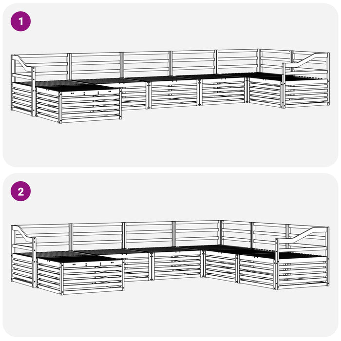 Set de canapele de exterior 7 buc. Alb Lemn Solid de Acacia WALTI