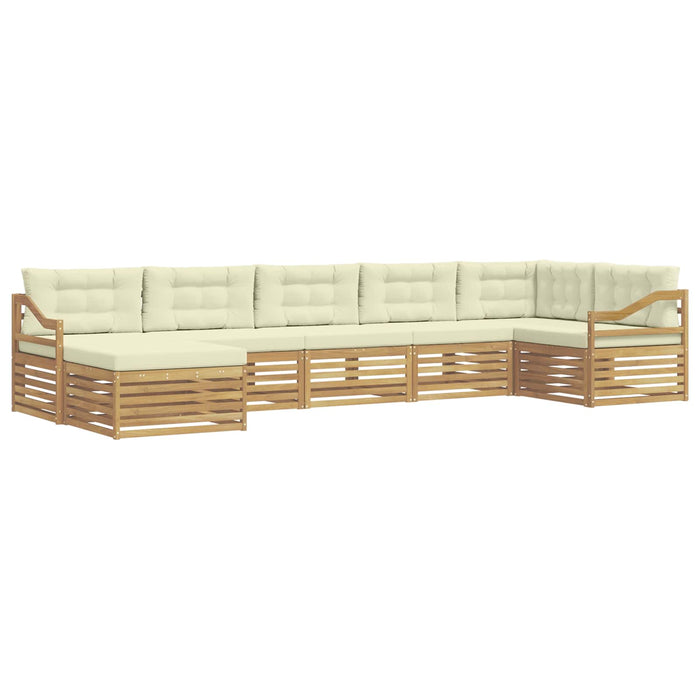 Set de canapele de exterior cu pernă 7 pcs Alb și crem WALTI