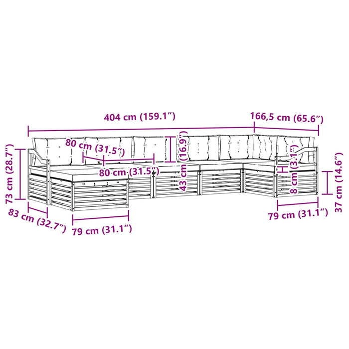 Set de canapele de exterior cu pernă 7 pcs Alb și crem WALTI