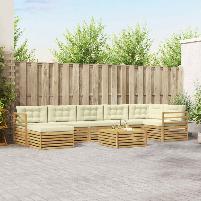 Set de canapele de exterior 8 pcs Alb și crem Poliester WALTI