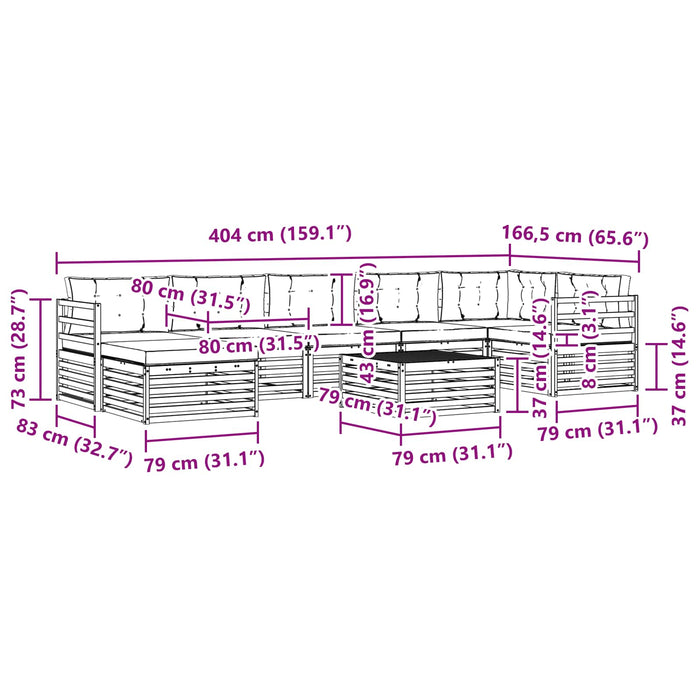 Set de canapele de exterior cu pernă 8 pcs Alb și antracit WALTI
