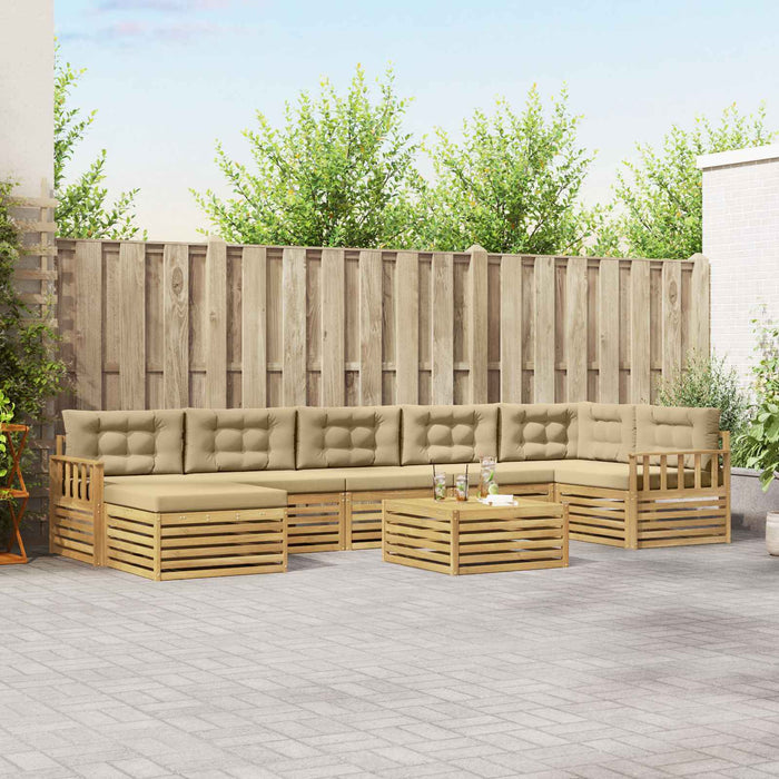 Set de canapele de exterior cu pernă 8 pcs Alb și Bej WALTI