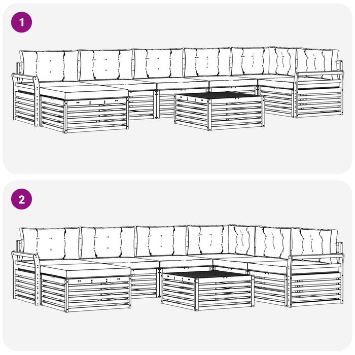 Set de canapele de exterior cu pernă 8 pcs Alb și Bej WALTI