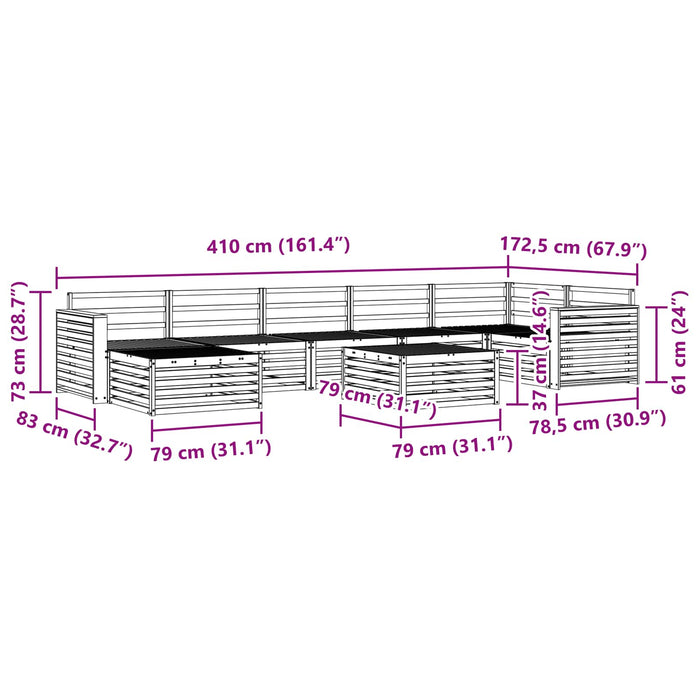 Set de canapele de exterior 8 pcs Alb Lemn Solid de Acacia WALTI