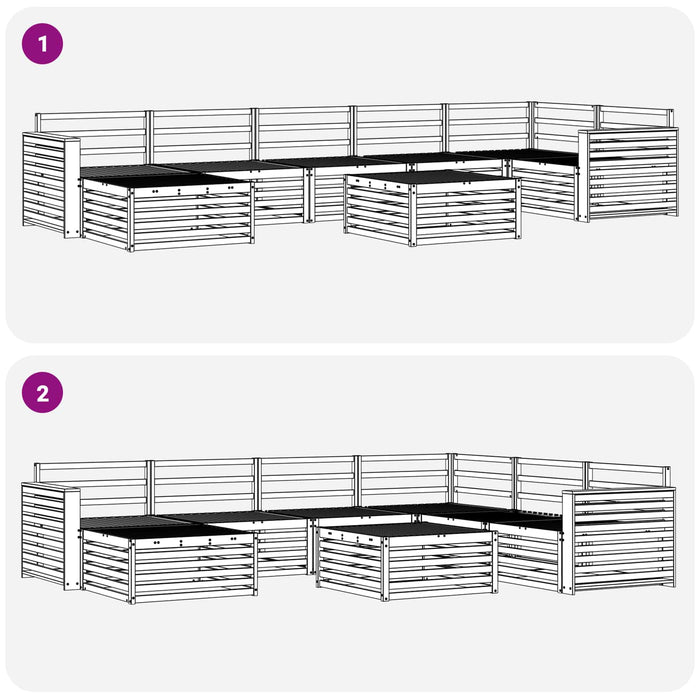 Set de canapele de exterior 8 pcs Alb Lemn Solid de Acacia WALTI
