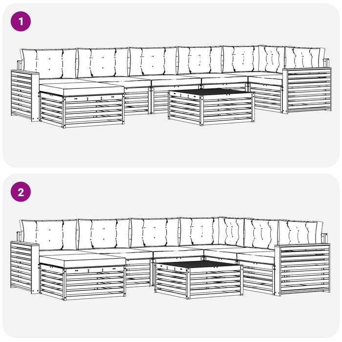 Set de canapele de exterior cu pernă 8 pcs Alb și Bej WALTI