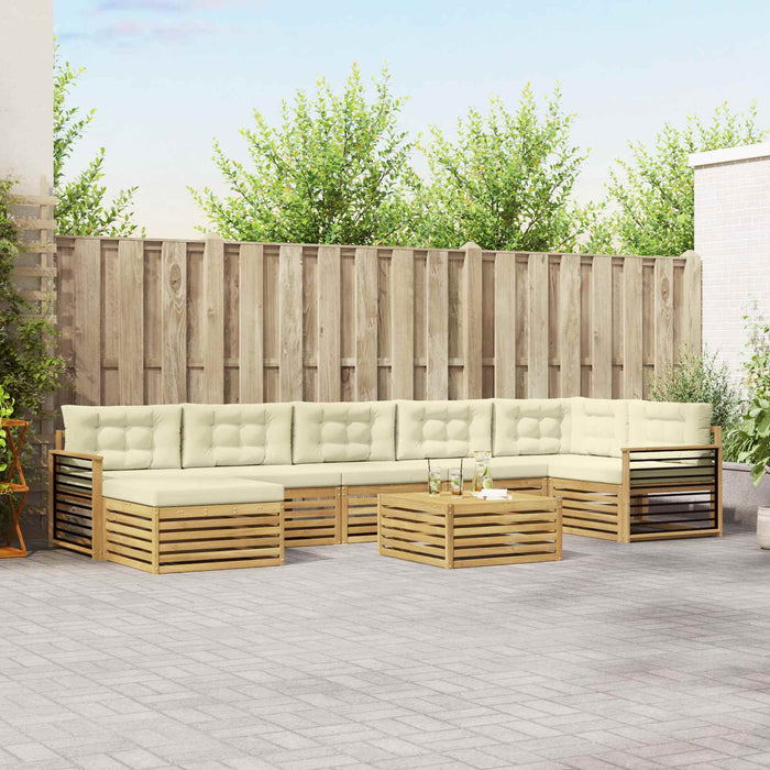 Set de canapele de exterior cu pernă 8 pcs Alb și crem WALTI