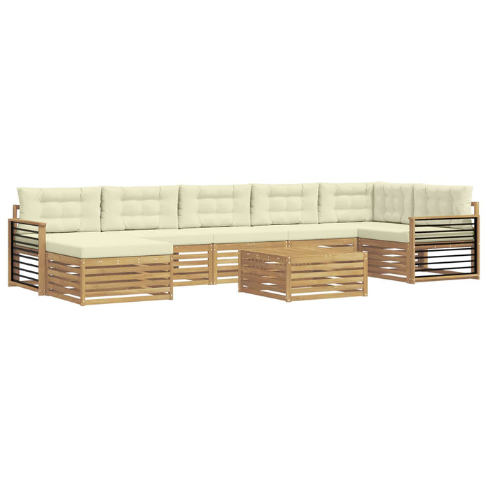 Set de canapele de exterior cu pernă 8 pcs Alb și crem WALTI