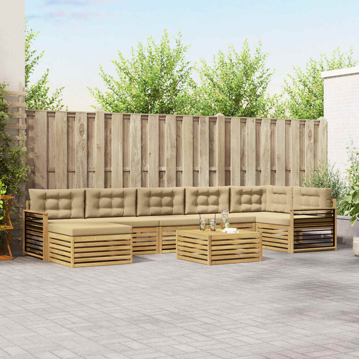 Set de canapele de exterior cu pernă 8 pcs Alb și Bej WALTI
