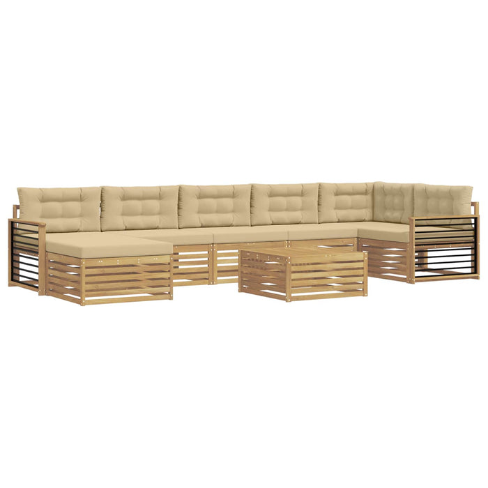 Set de canapele de exterior cu pernă 8 pcs Alb și Bej WALTI
