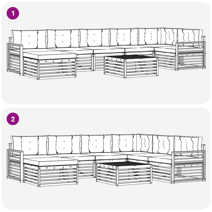 Set de canapele de exterior cu pernă 8 pcs Alb și Bej WALTI